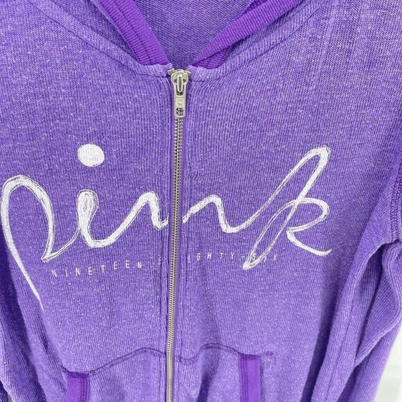 Pink Victoria's Secret Women's Full Zip Hoodie Sweatshirt Purple Size Small - Picture 7 of 9